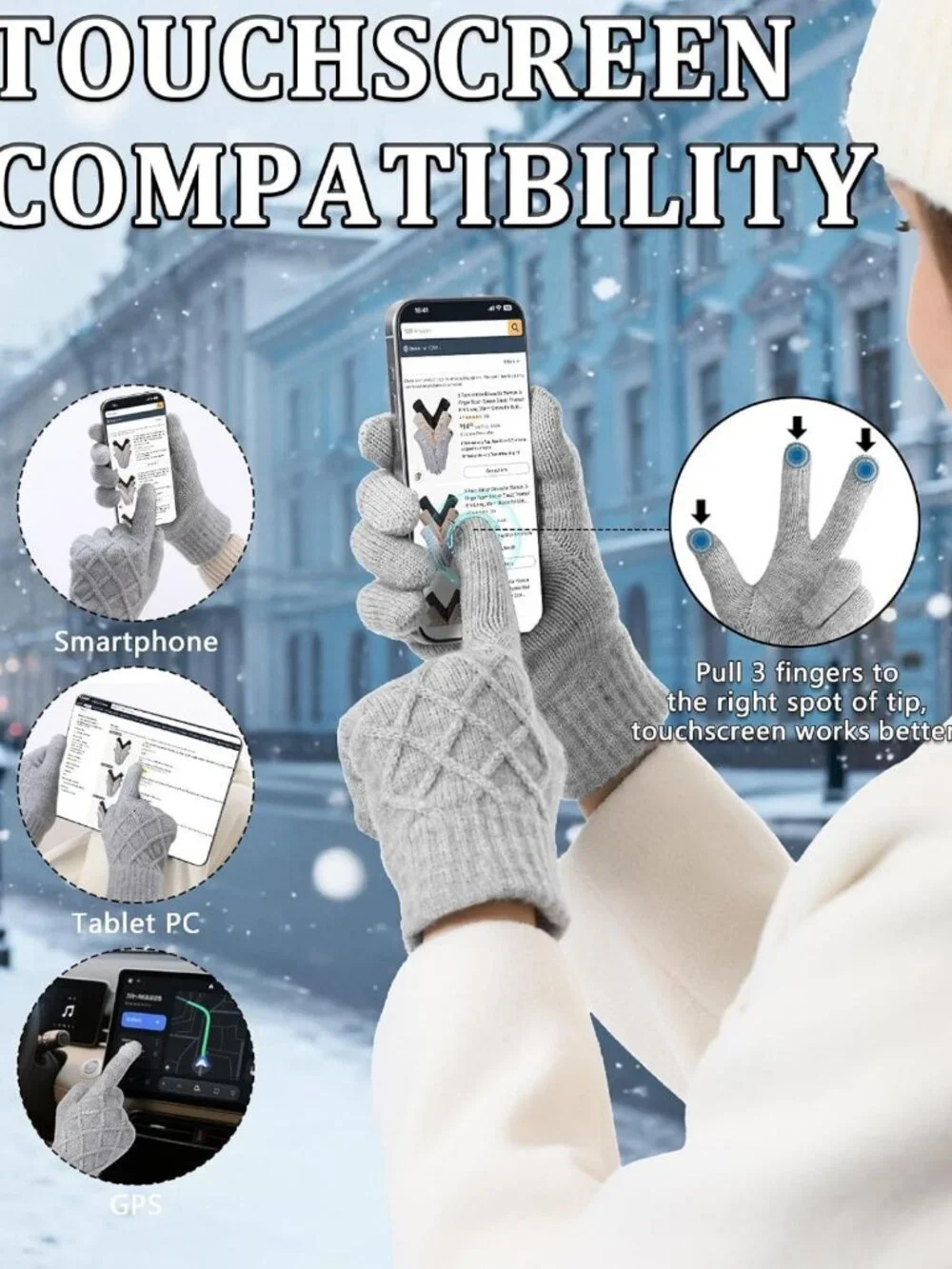 Cozy Thermal Knit Winter Gloves for Women - 3 Pairs Touchscreen, Warm & Elastic